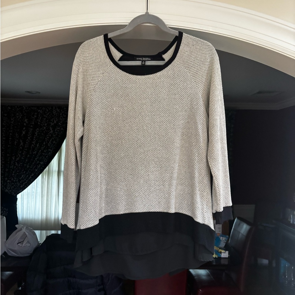 Green Envelope Black and Cream Layered Blouse
